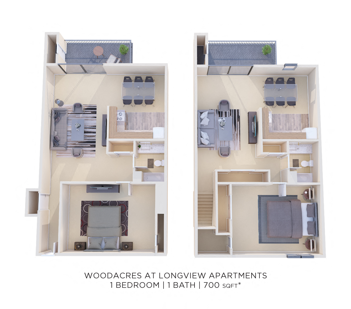One Bedroom - 700 sqft