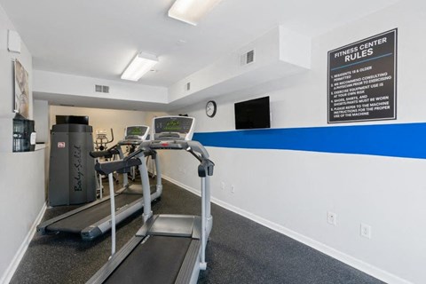 the gym in our apartments is clean and ready for you to use