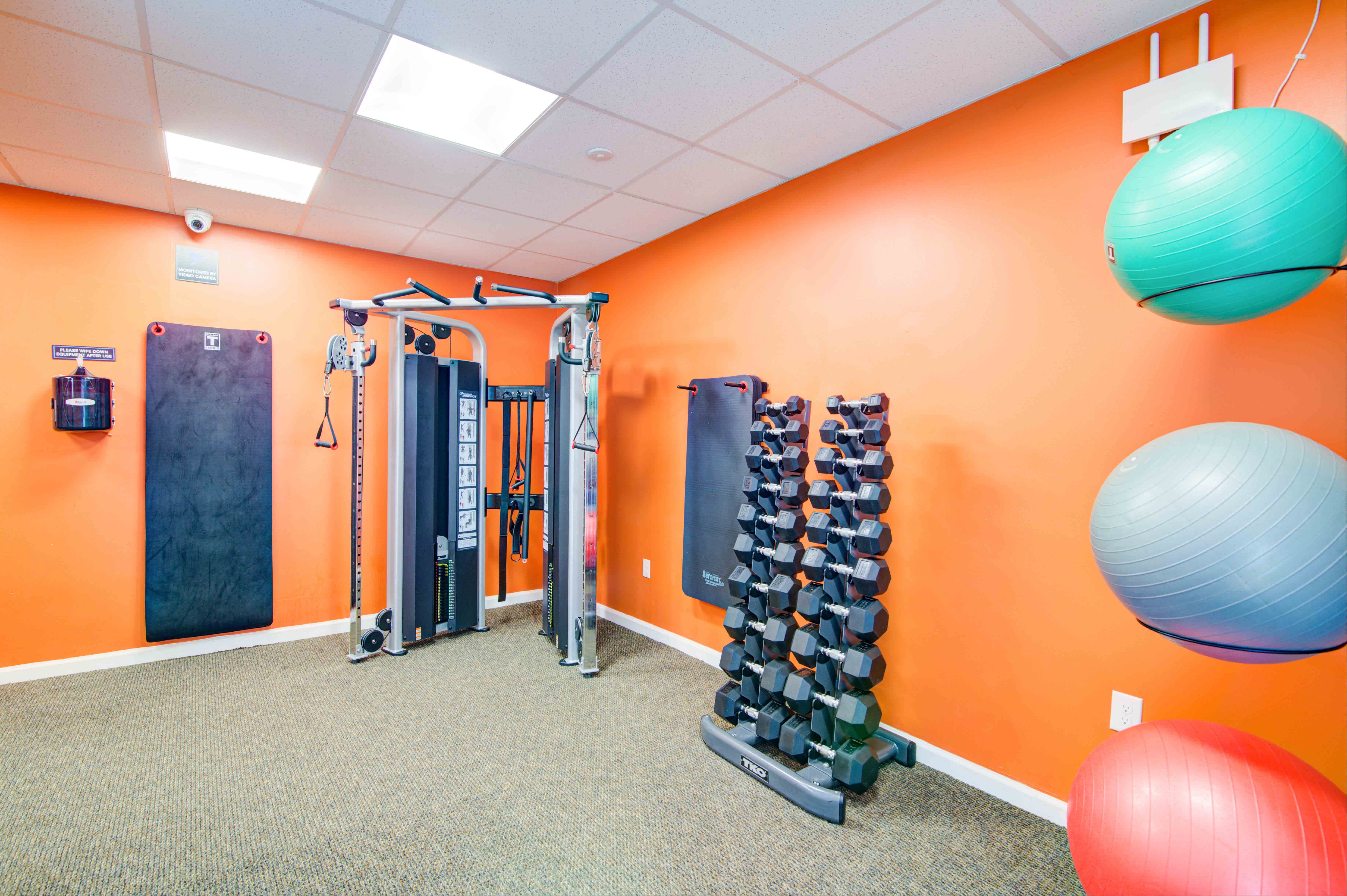 our gym is equipped with a wide variety of weights and cardio equipment