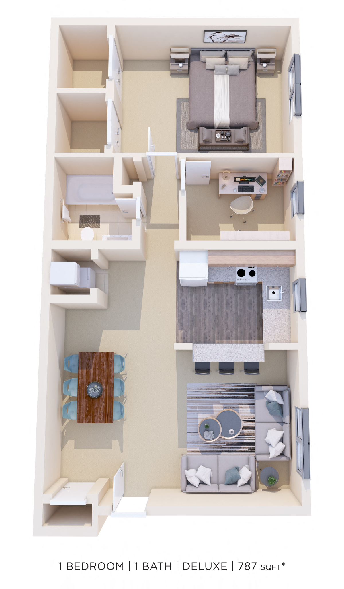 One Bedroom Deluxe - 787 sqft