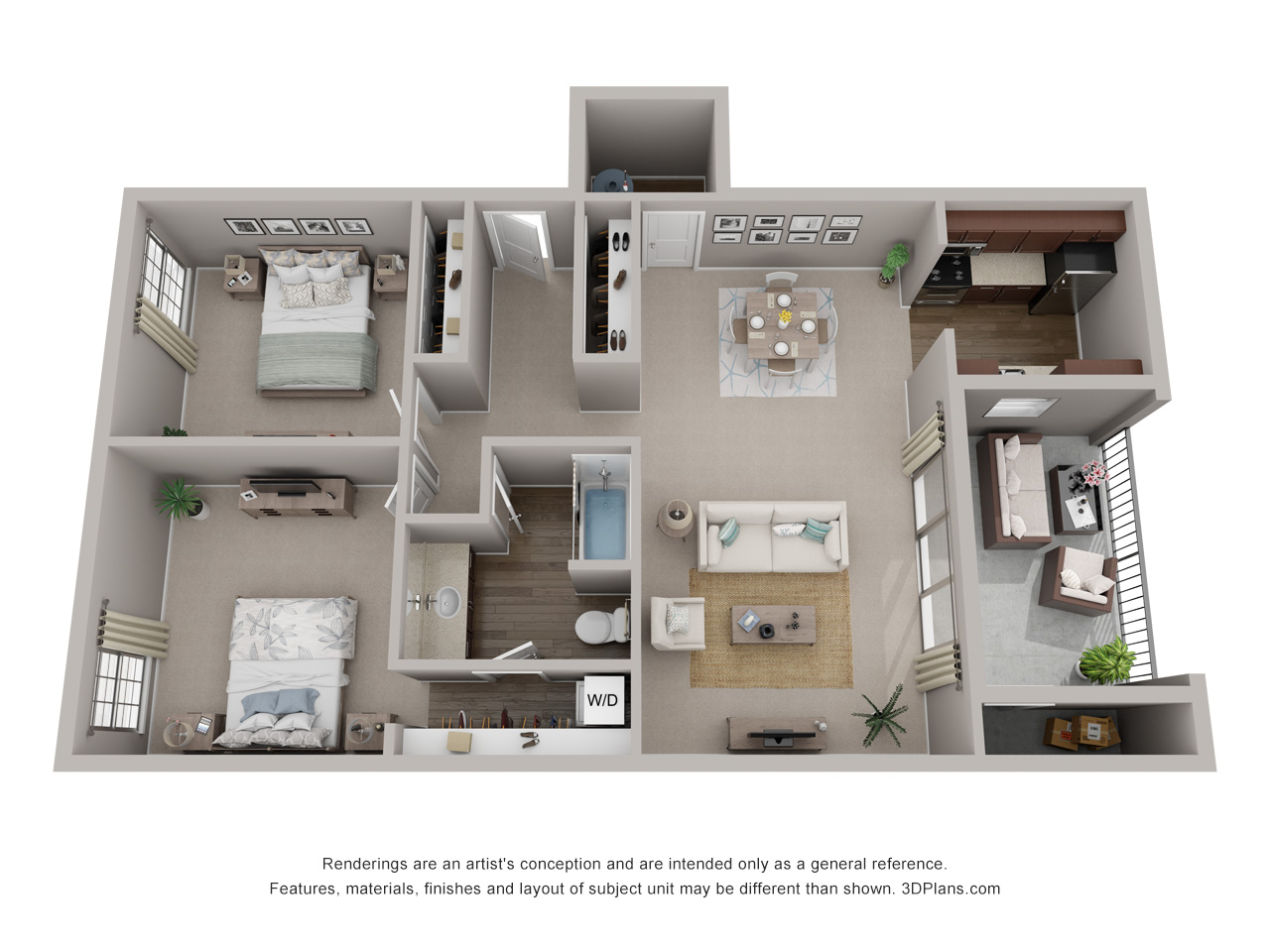 2 Bedrooms 1 Bath