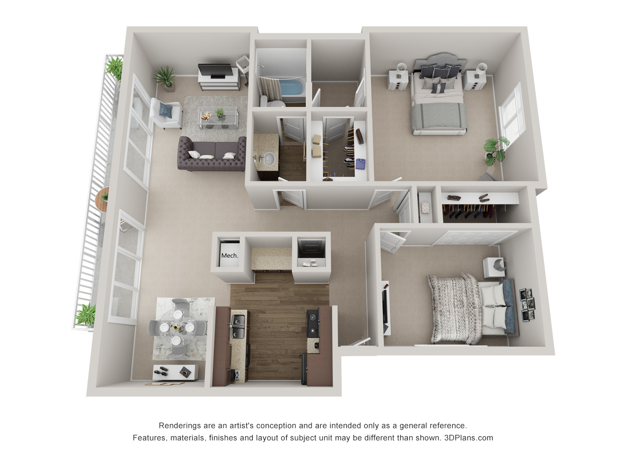 2 Bedrooms 1 Bath