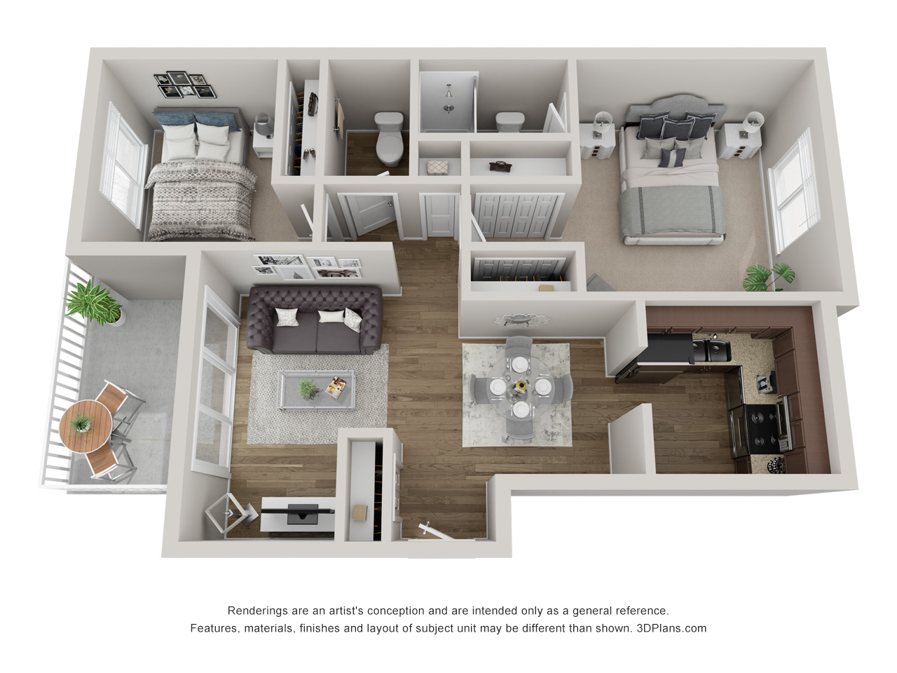 2 Bedrooms 2 Baths
