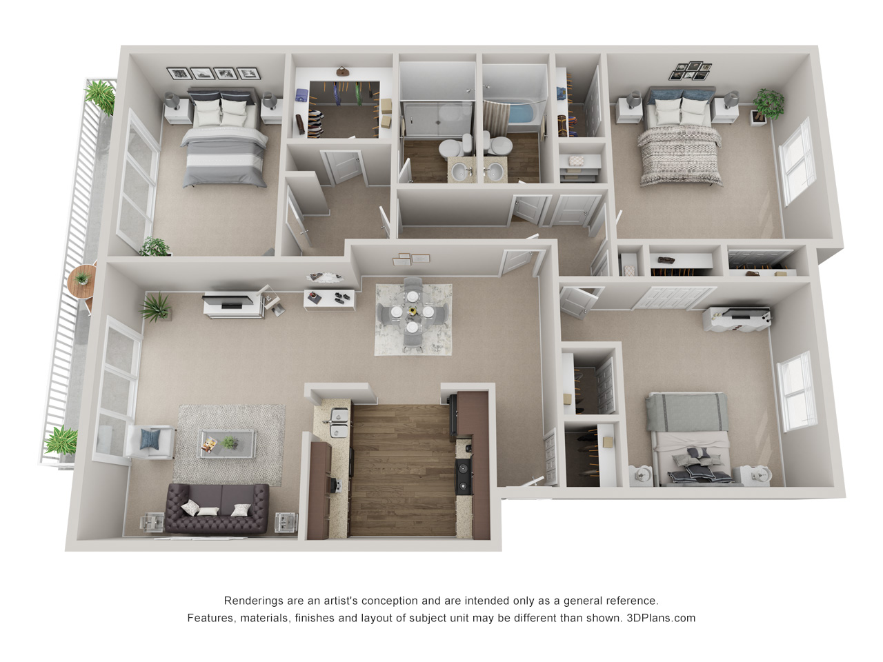 3 Bedrooms 2 Baths