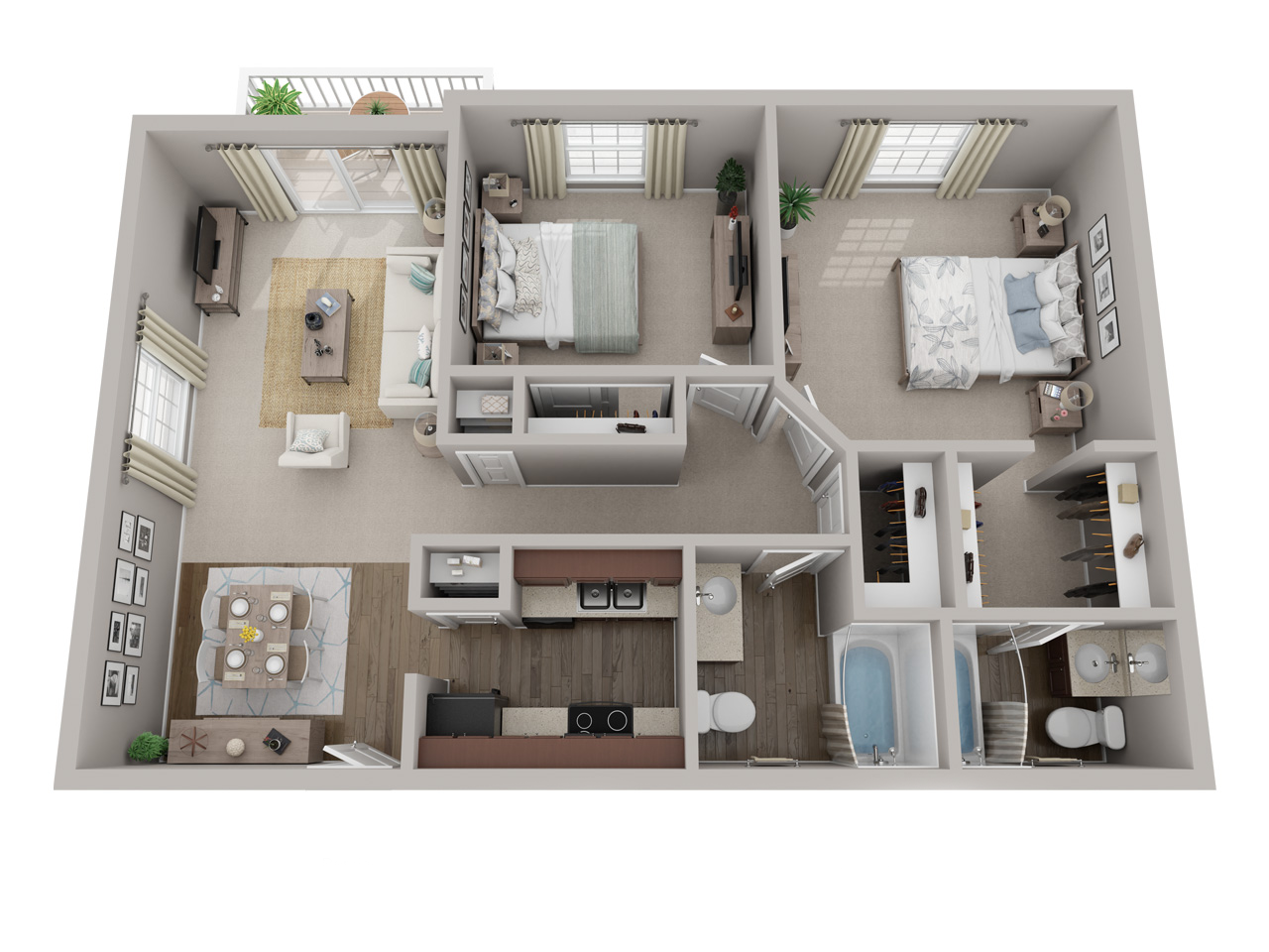 2 Bedrooms 2 Baths
