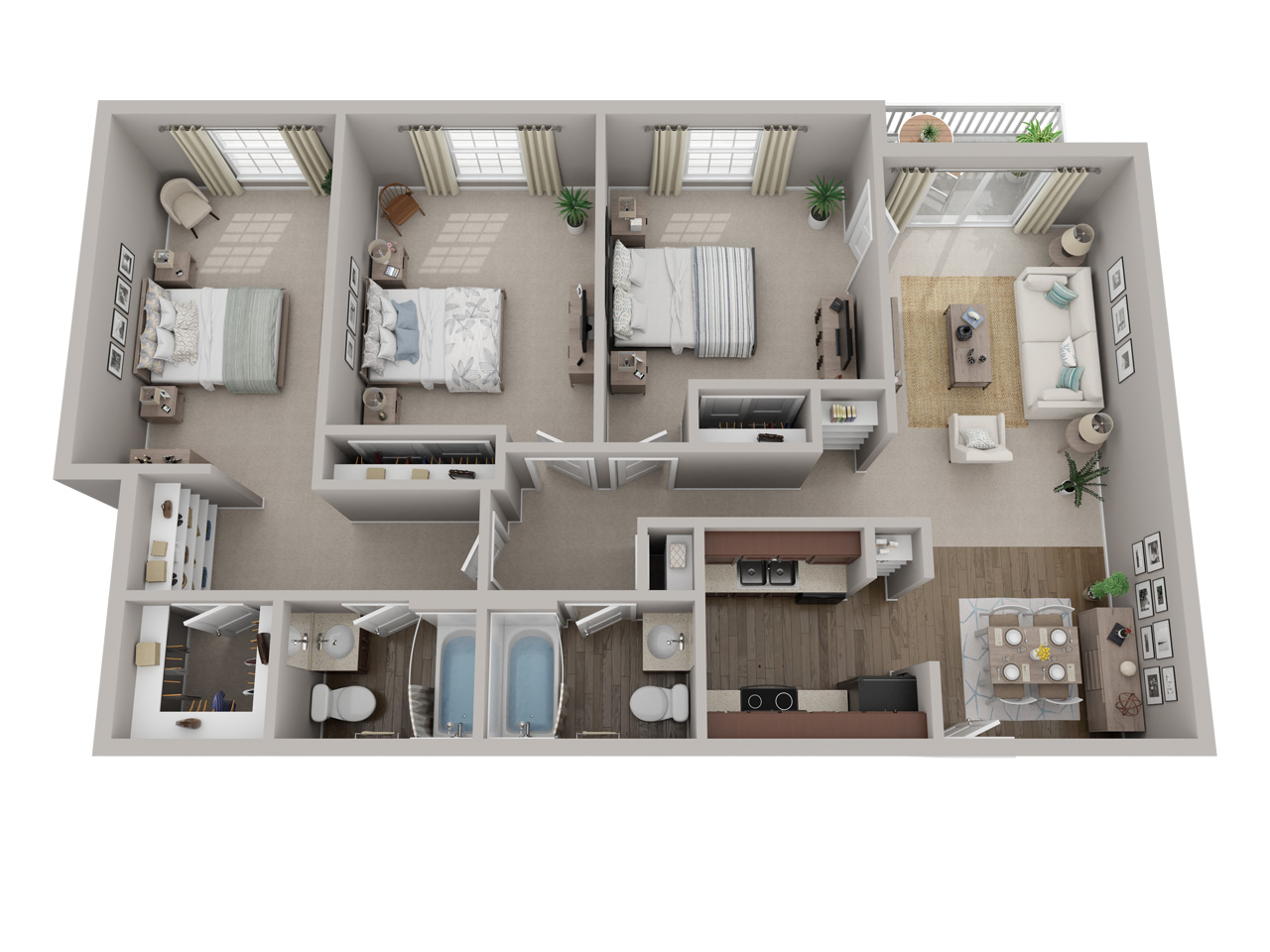 3 Bedrooms 2 Baths