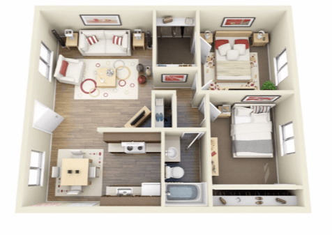 2 Beds 1 Bath