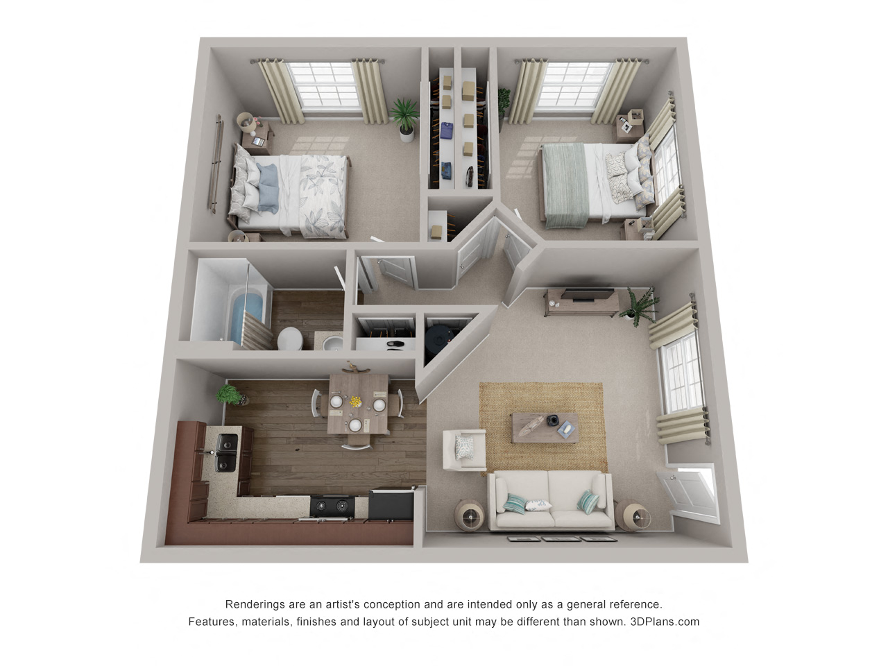 2 Bedrooms 1 Bath