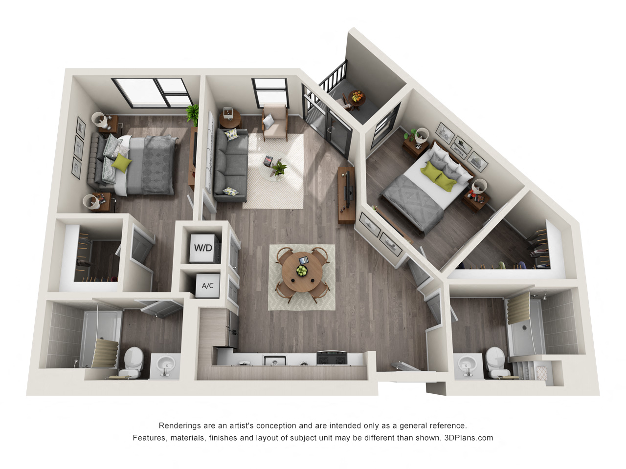 Topaz B1 2 bedroom floor plan drawing