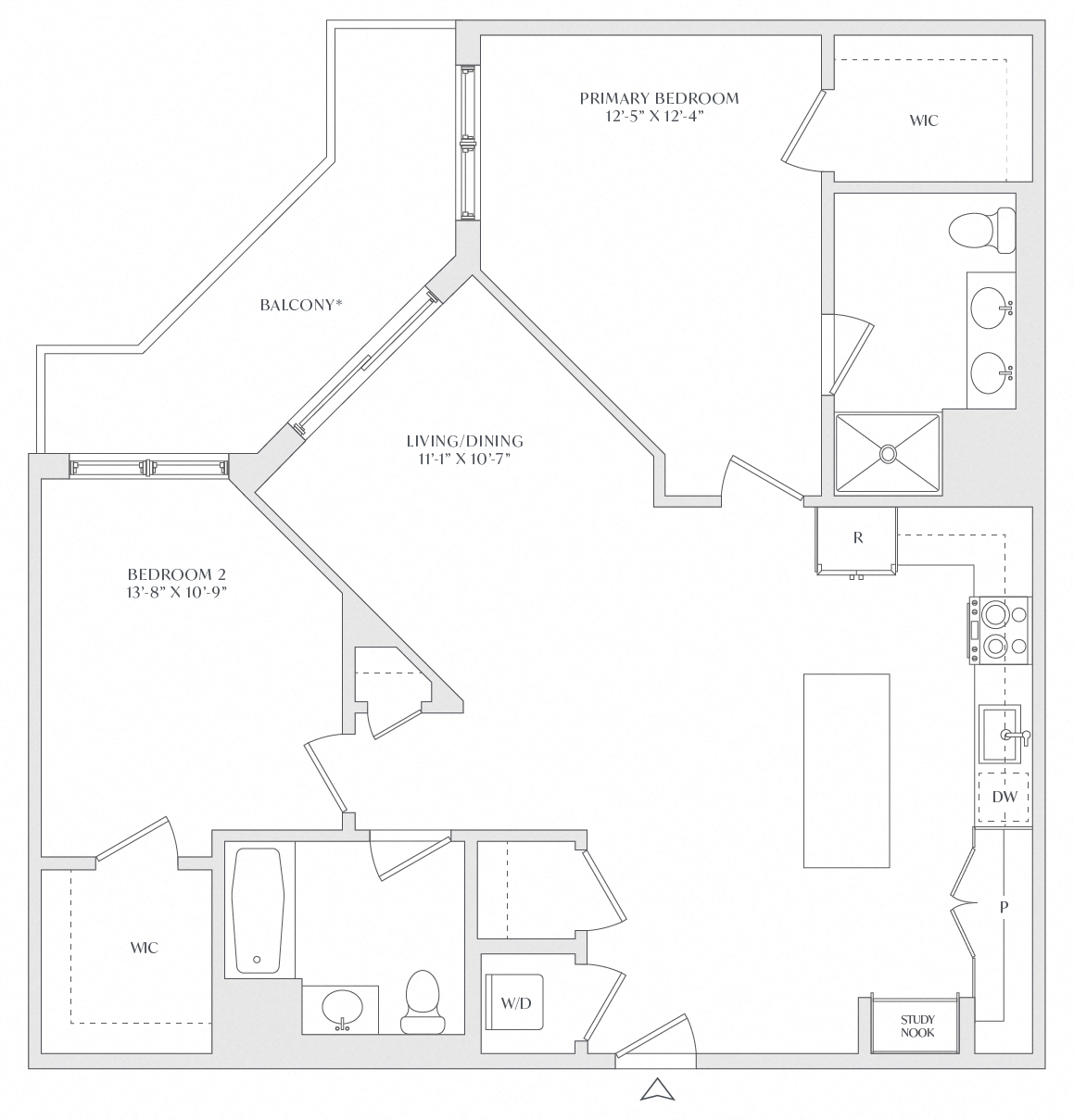 2 Bed/2 Bath-B2b