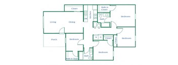 4 bedroom floor plan at Maple Tree Apartments in LaPorte, Indiana