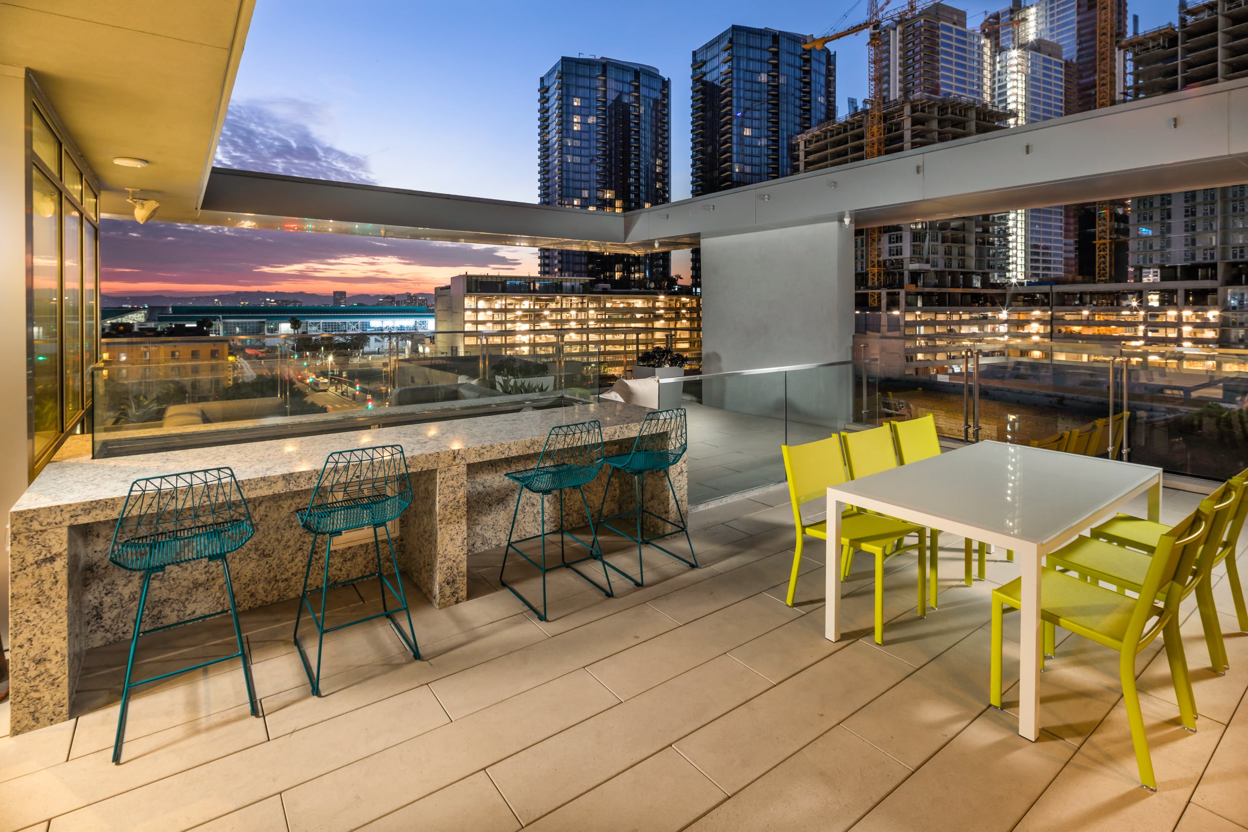 Roof top with table and chair seating
