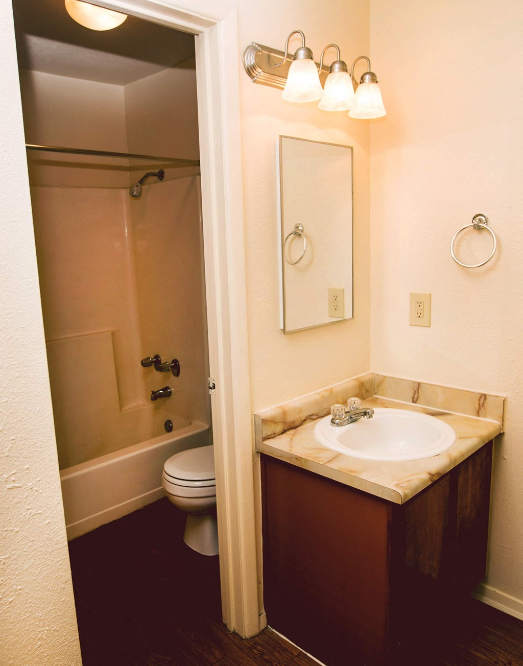 a bathroom with a sink and a toilet and a shower