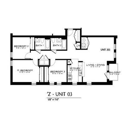 3 Bed 2 Bath Floor Plan 4