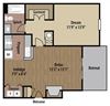 1 Bed 1 Bath Floor Plan 1 Bed 1 Bath Floor Plan at The Bradford at Easton Apartments, Columbus, Ohio