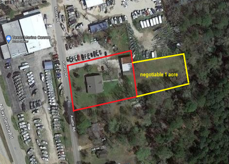 an aerial view of a building with a yellow rectangle