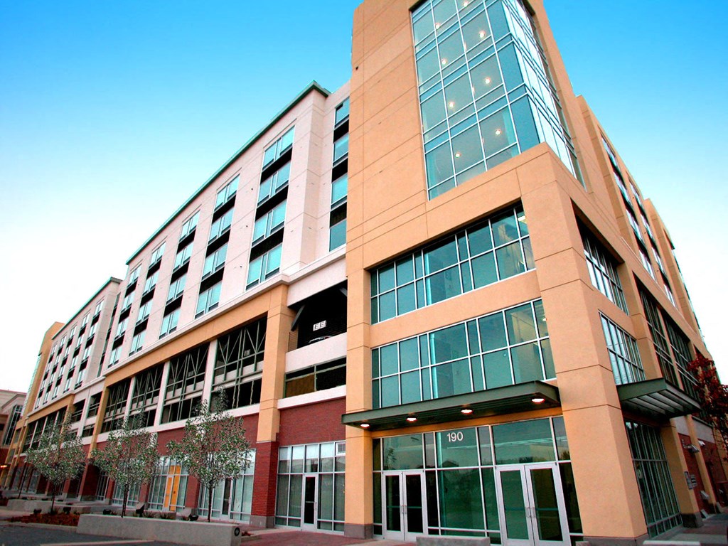 a building on the corner of a city street