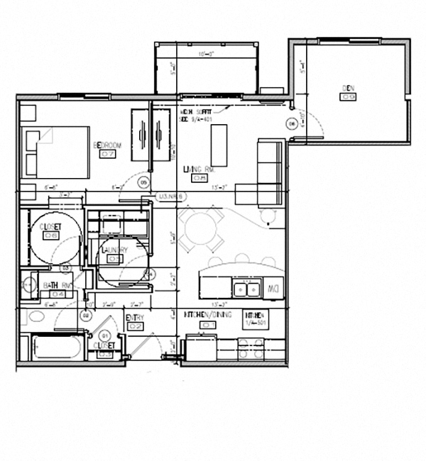 1 Bedroom 1 Bath + Den