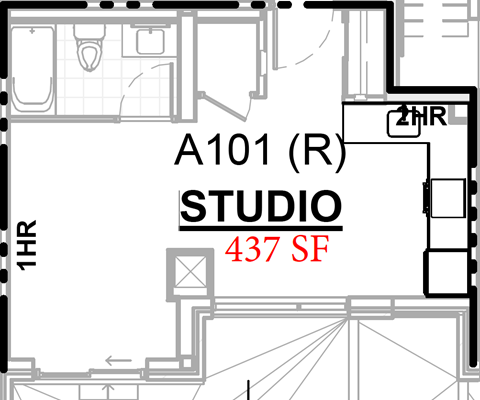a diagram of a floor plan of a studio