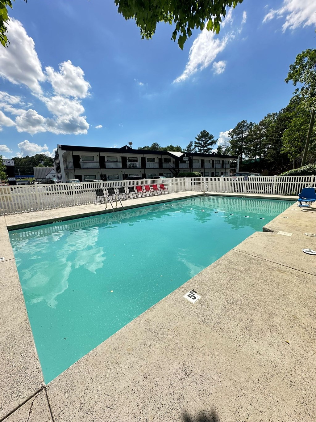 the swimming pool at our apartments