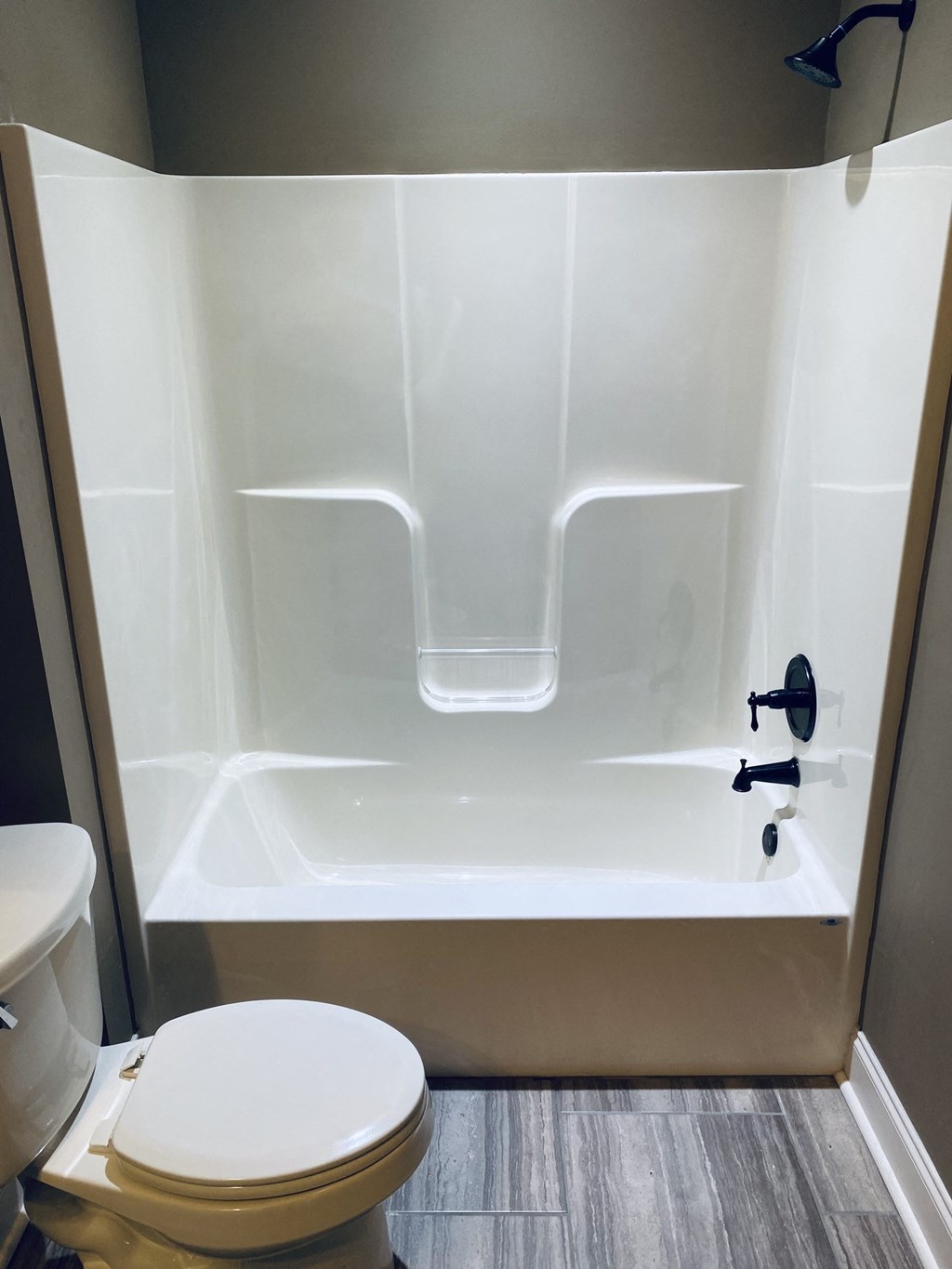 a bathroom with a bath tub and a toilet