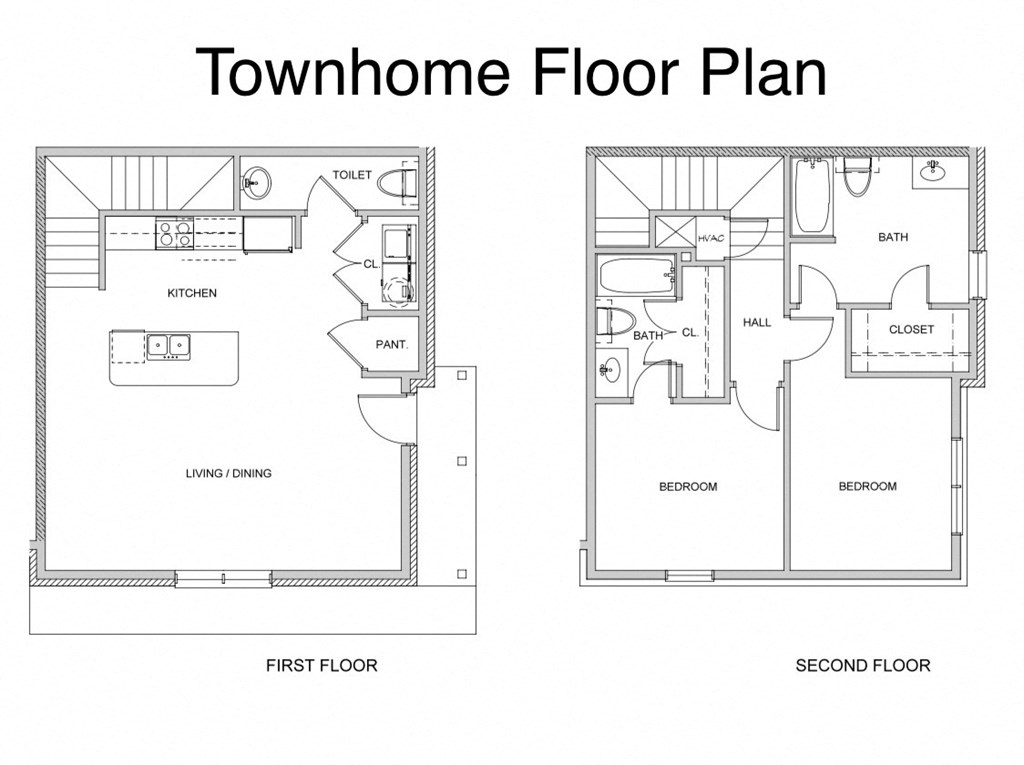 a floor plan of a townhome floor plan with two different views of the floor