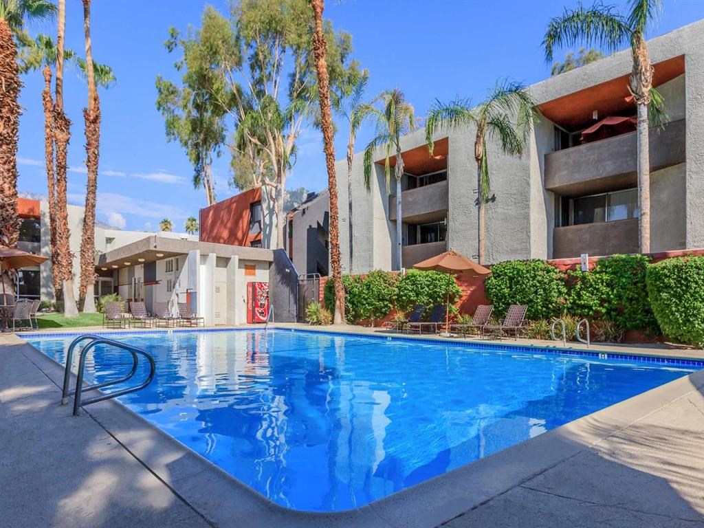 the swimming pool at our apartments in palm springs