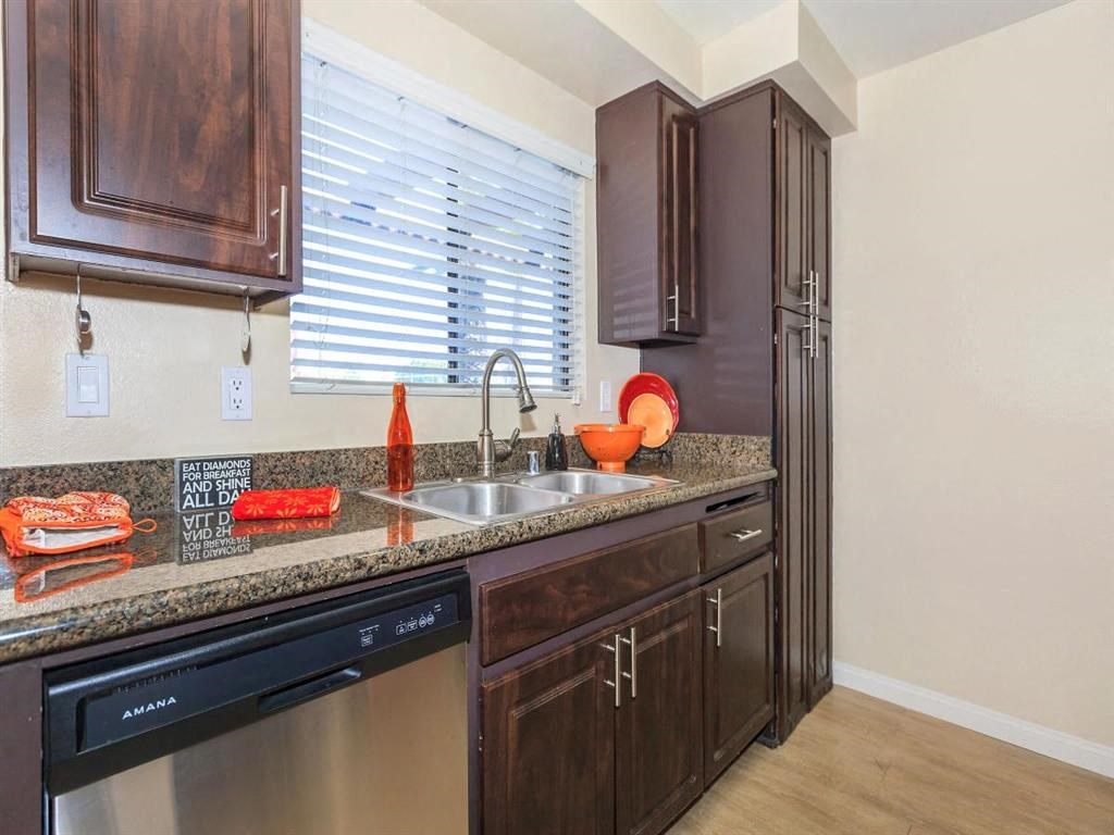 a kitchen with a sink and a dishwasher and a window