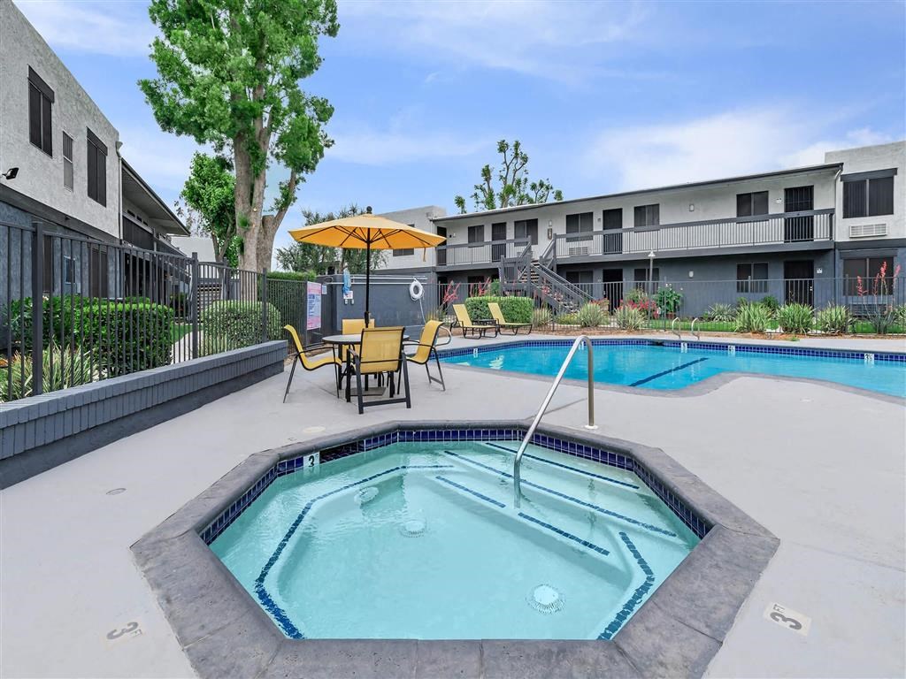 our apartments have a resort style pool and patio