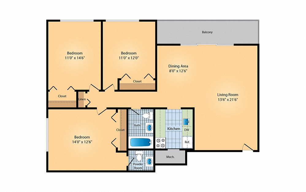 3 Bed 1.5 Bath
