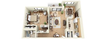 1 bedroom 1 bath 949 square foot floorplan