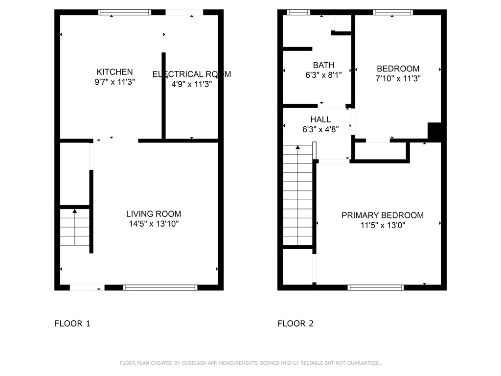 A floor plan for a two-story home with a living room, kitchen, bathroom, bedrooms, and hallway.