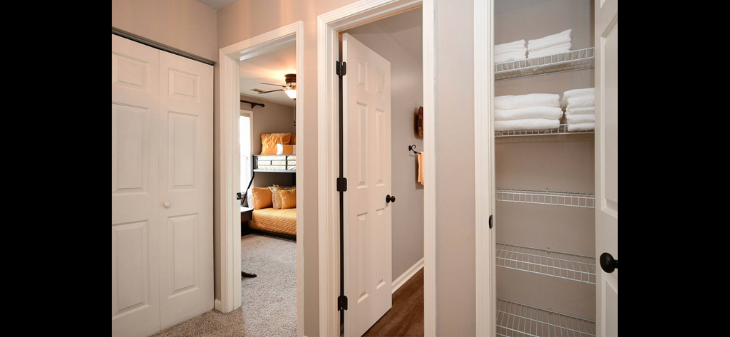 the closets in the master bedroom are open to the living room