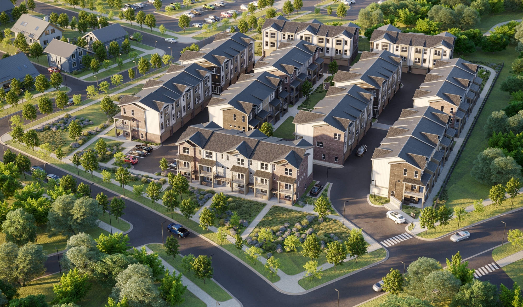 Ariel view of the Allyson Townhome community