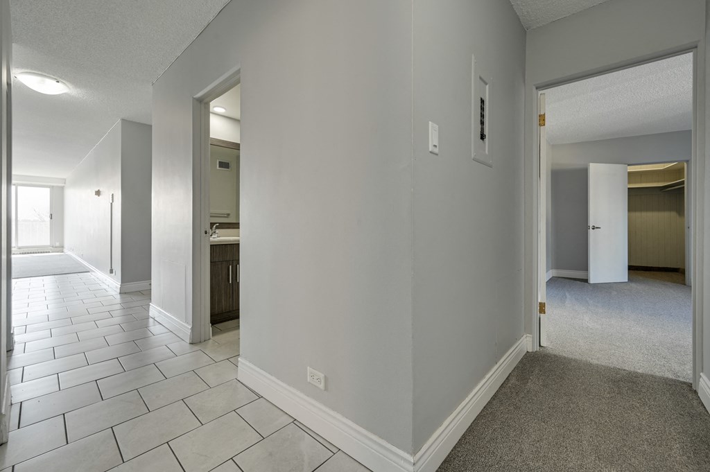 the living room and dining room in a new home