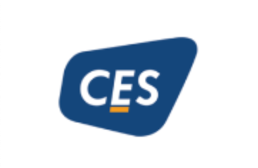 a blue and white ceos logo on a cell phone