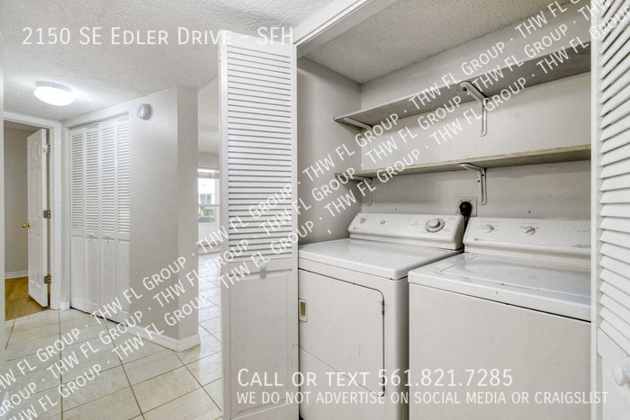 two pictures of a white laundry room in a white house