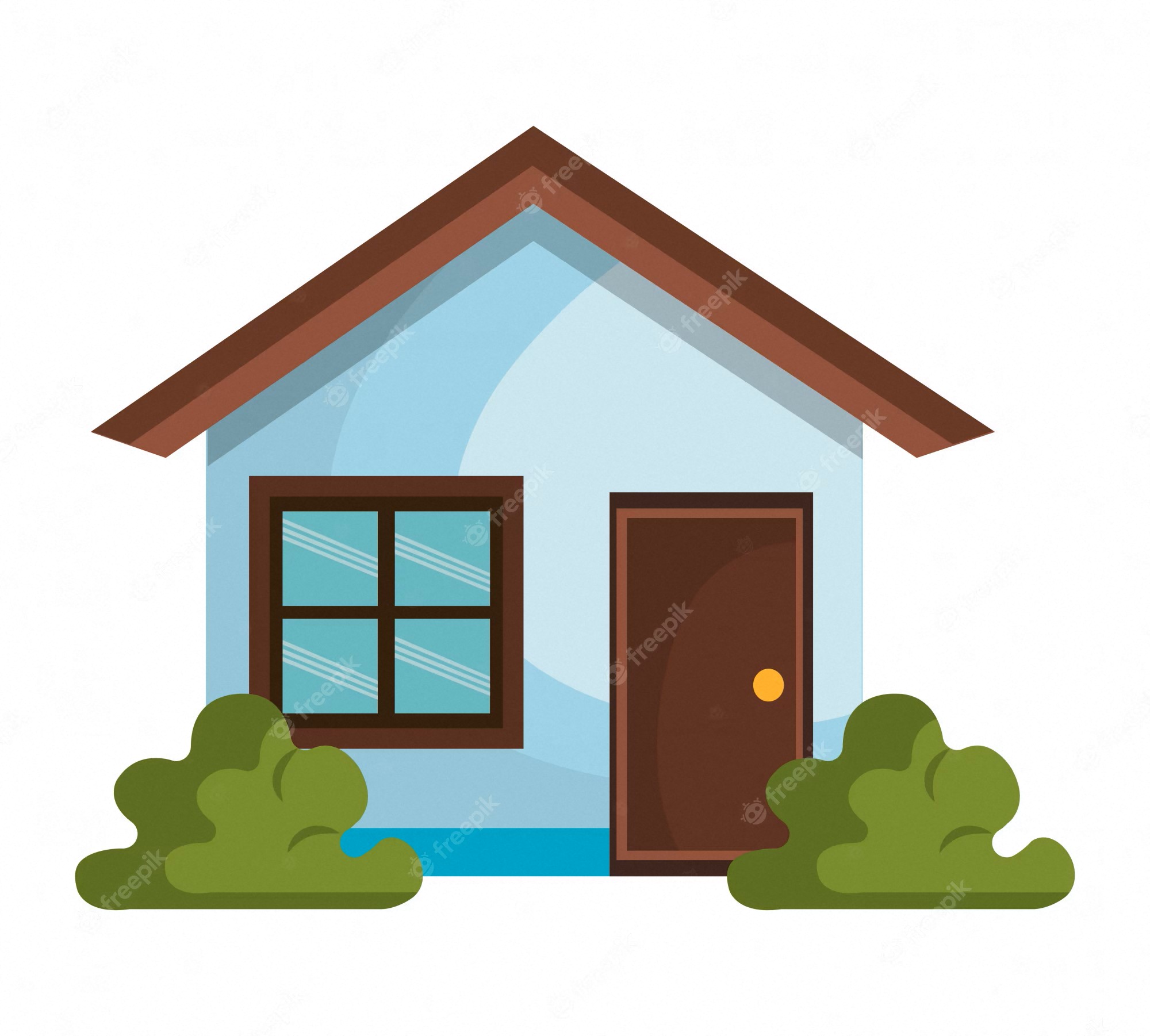 a small house with a window and bushes