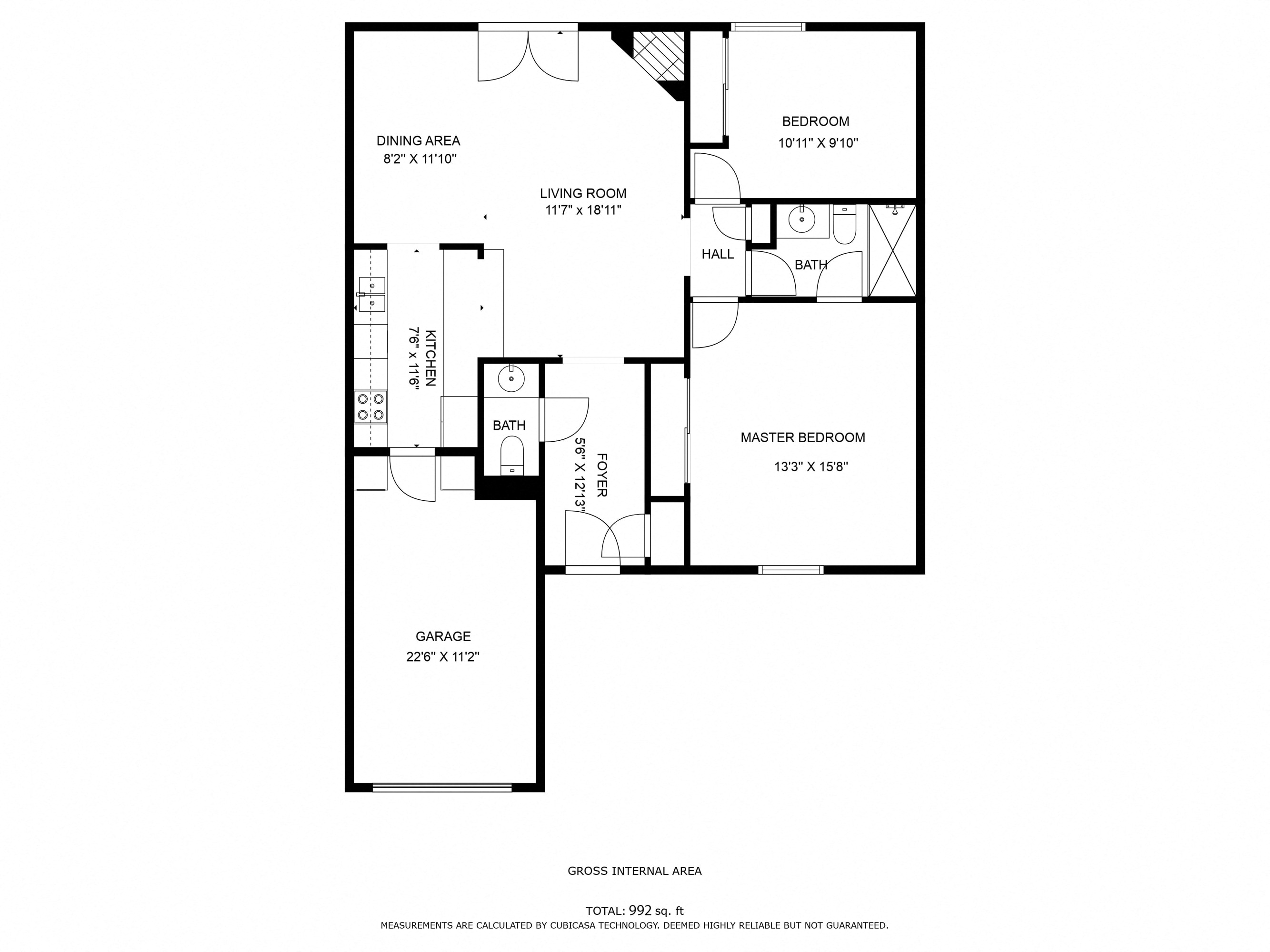 a floor plan of a residence with a garage and a loft