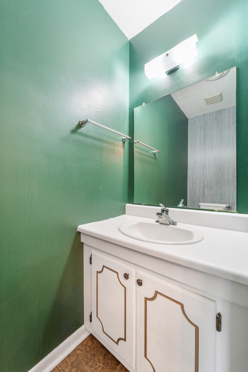a bathroom with a sink and a mirror and a shower