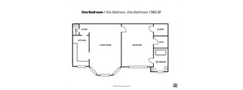 One Bedroom Floor Plan at Ingram Manor Apartments, Pikesville, MD