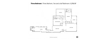 Three Bedroom Floor Plan at Ingram Manor Apartments, Maryland, 21208