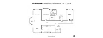 Two Bedroom B Floor Plan at Ingram Manor Apartments, Pikesville, Maryland