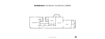 Two Bedroom C Floor Plan at Ingram Manor Apartments, Pikesville, 21208
