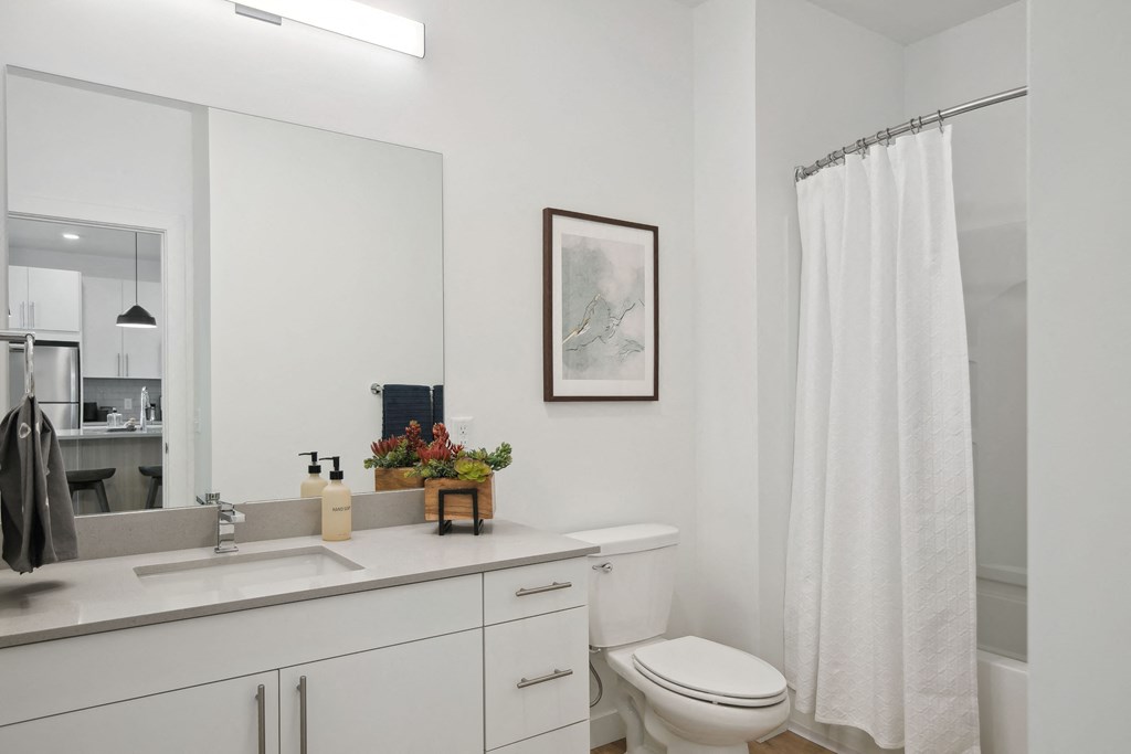 a bathroom with a sink and a toilet and a shower