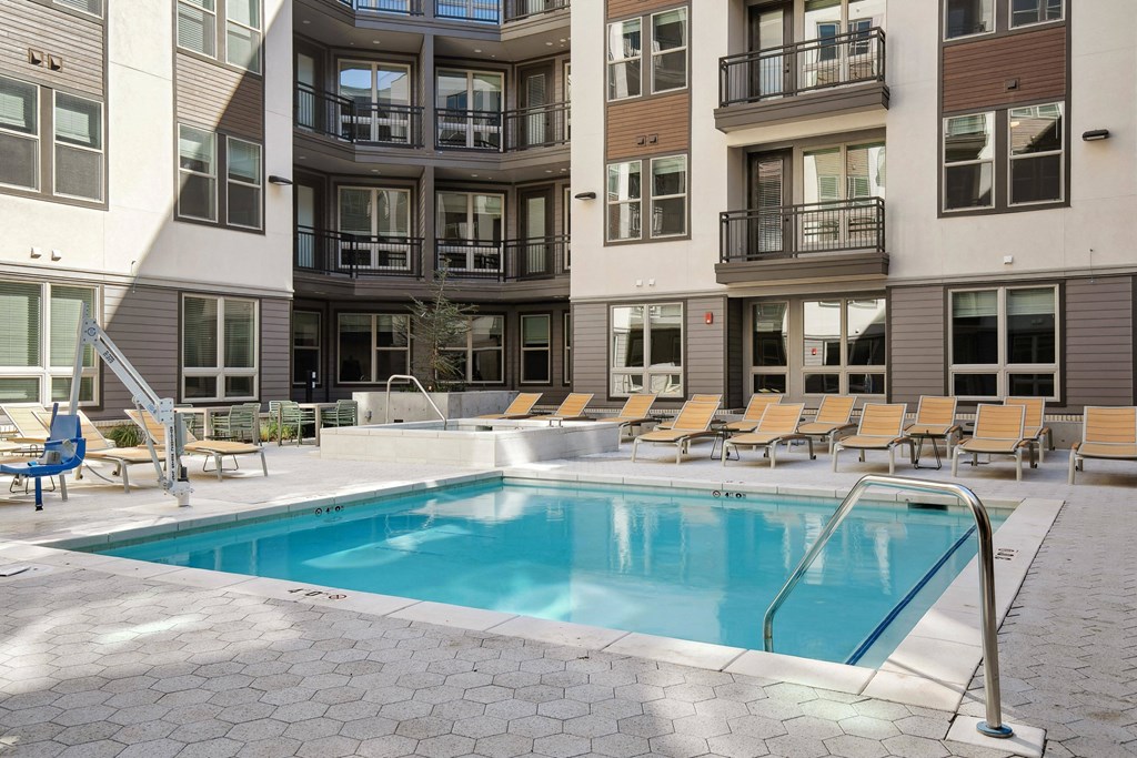 our apartments have a swimming pool in front of our building