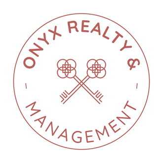 the logo for only realty management with crossed keys