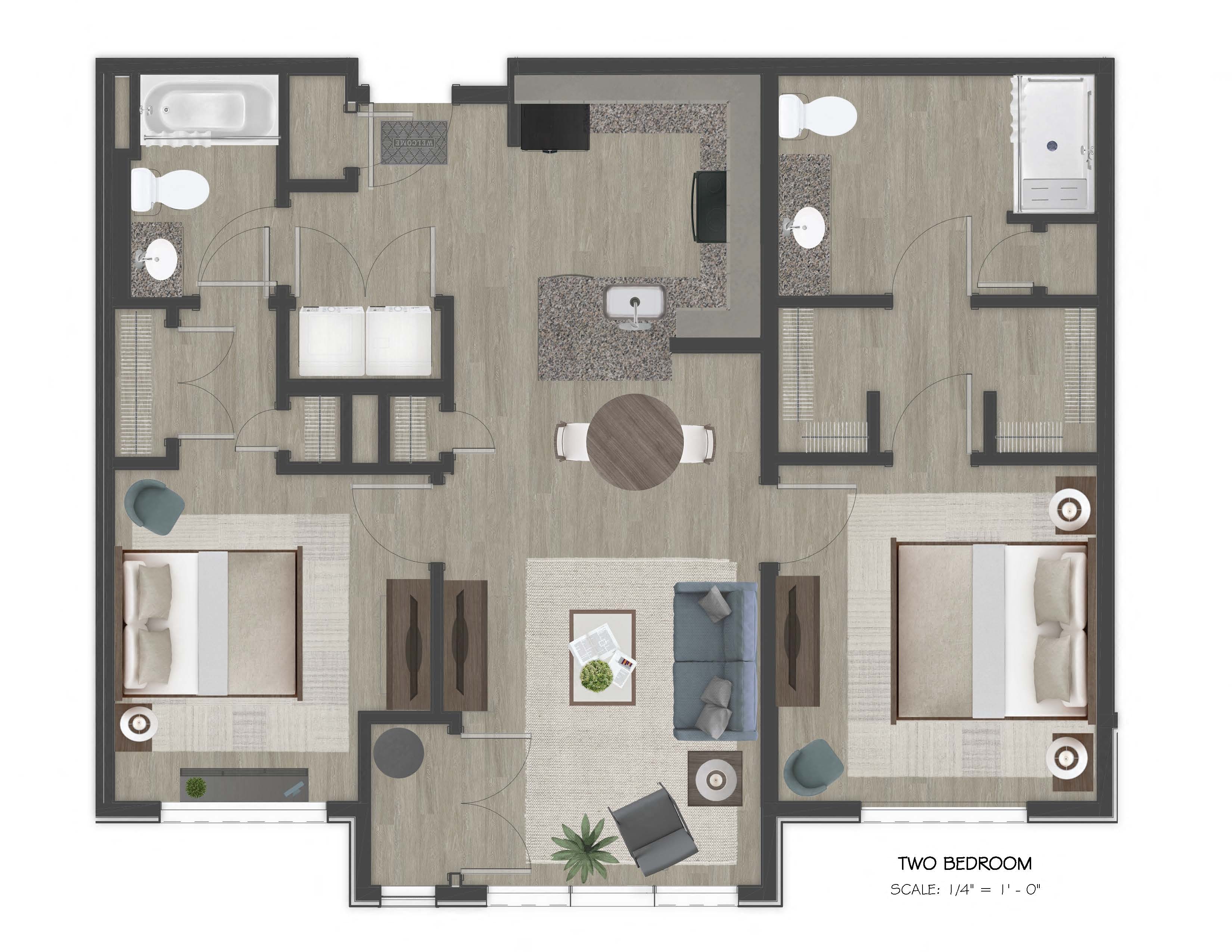 2 Bedroom, 2 Bathroom