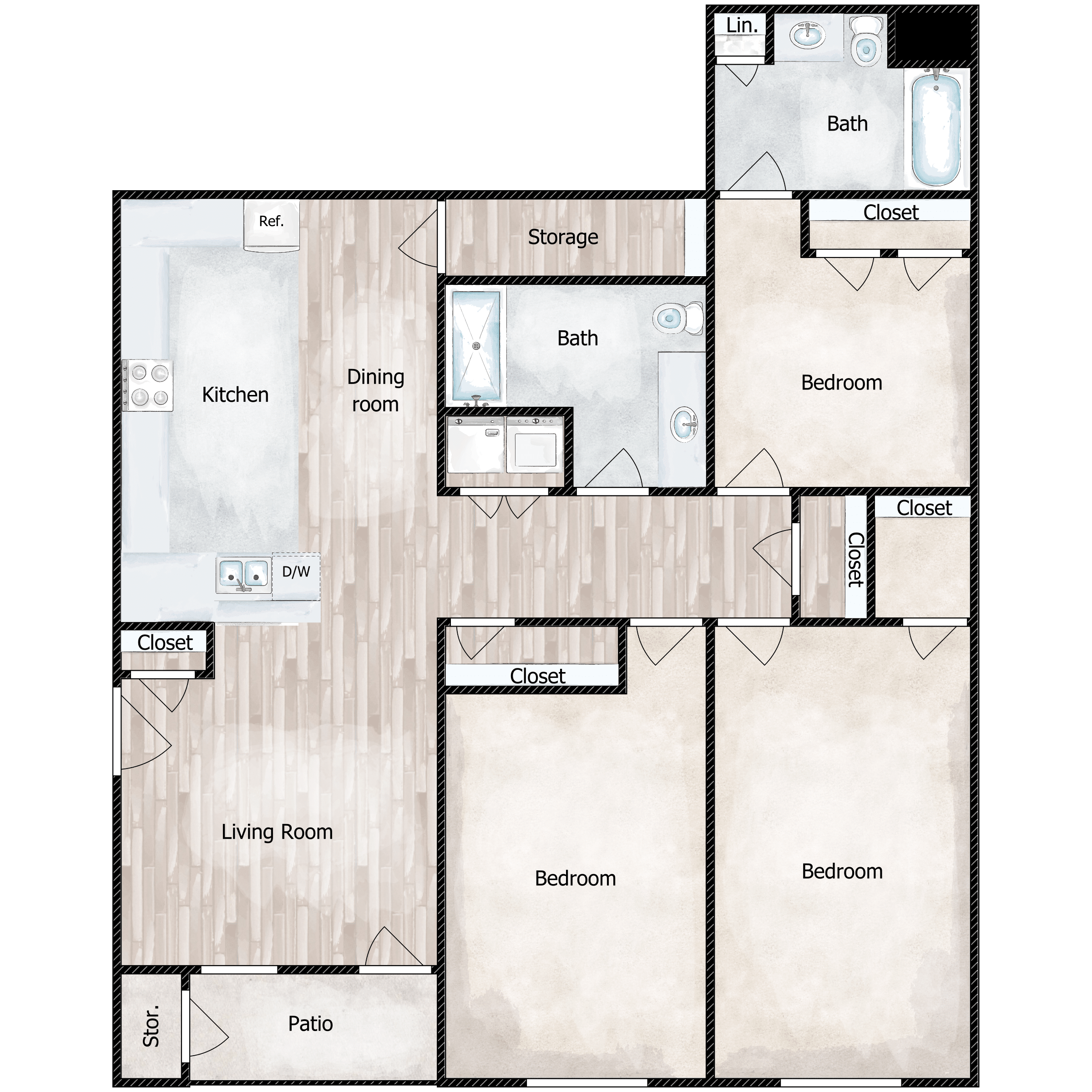 3x2 1,288 SqFt