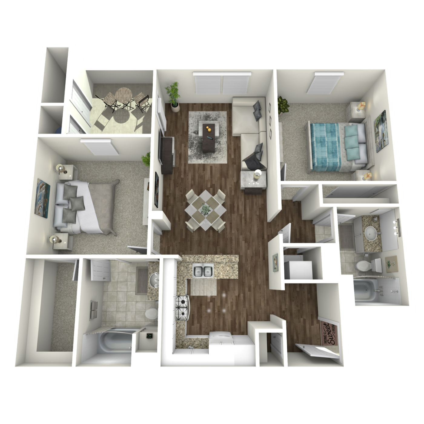 the montez two bedroom two bath floor plan